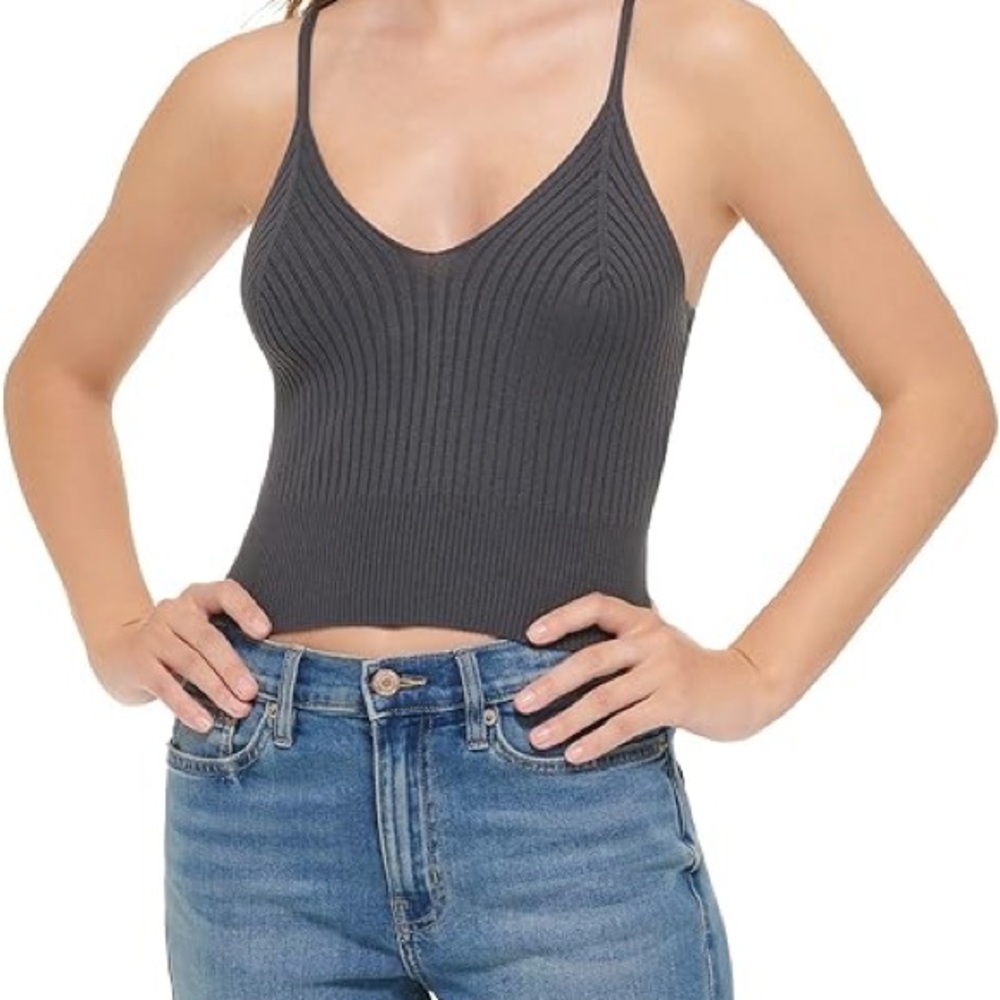 Calvin Klein Gray Ribbed Knit Tank Top